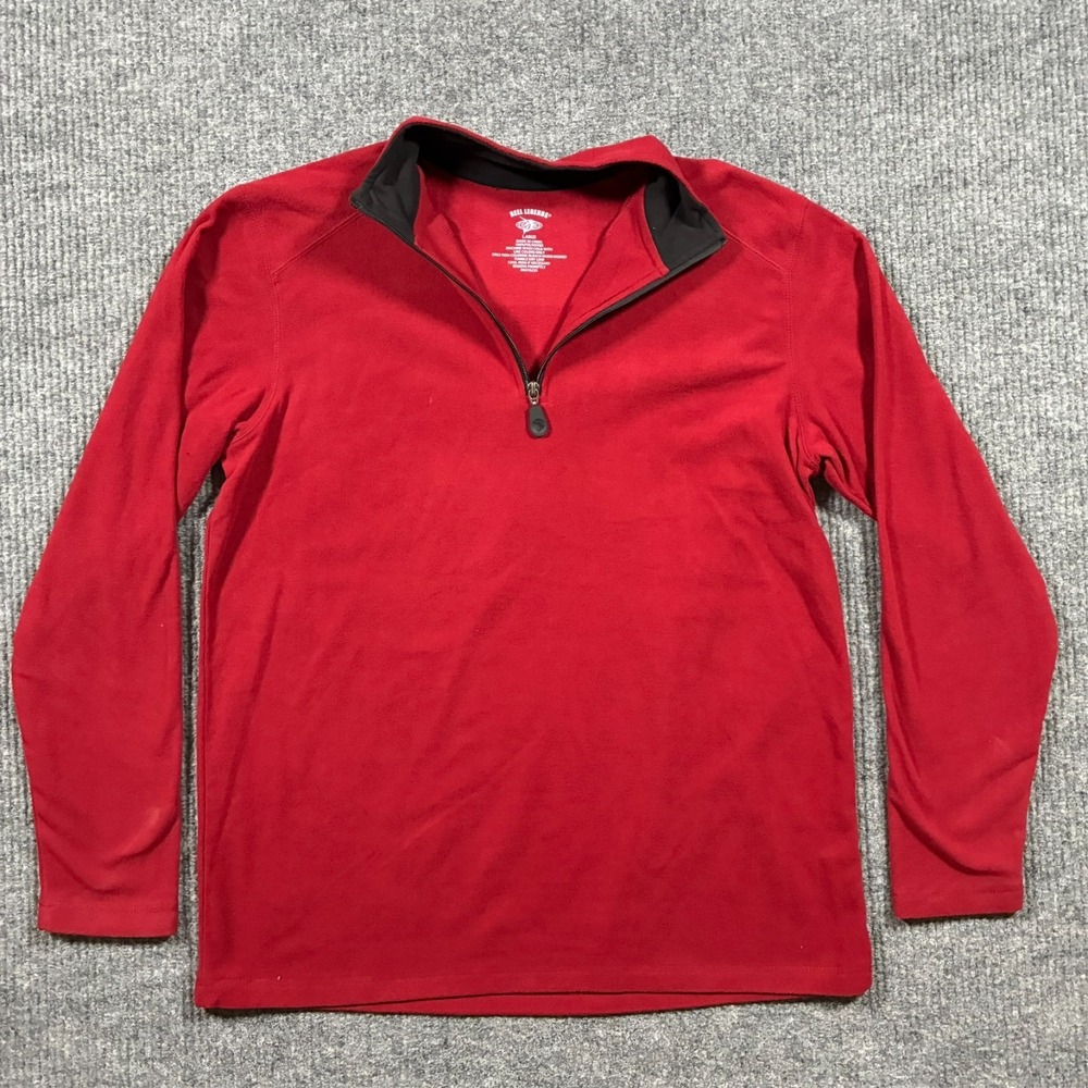 Reel Legends Mens Pullover Fishing Shirt Size L Red Quarter Zip Performance
